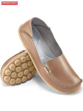 Faux Leather Loafers: Comfort Round Toe Slip on Mocc Driving Walking